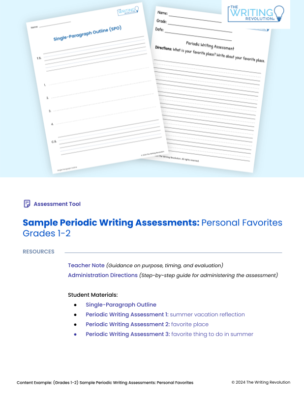 Sample Periodic Writing Assessments: Personal Favorites