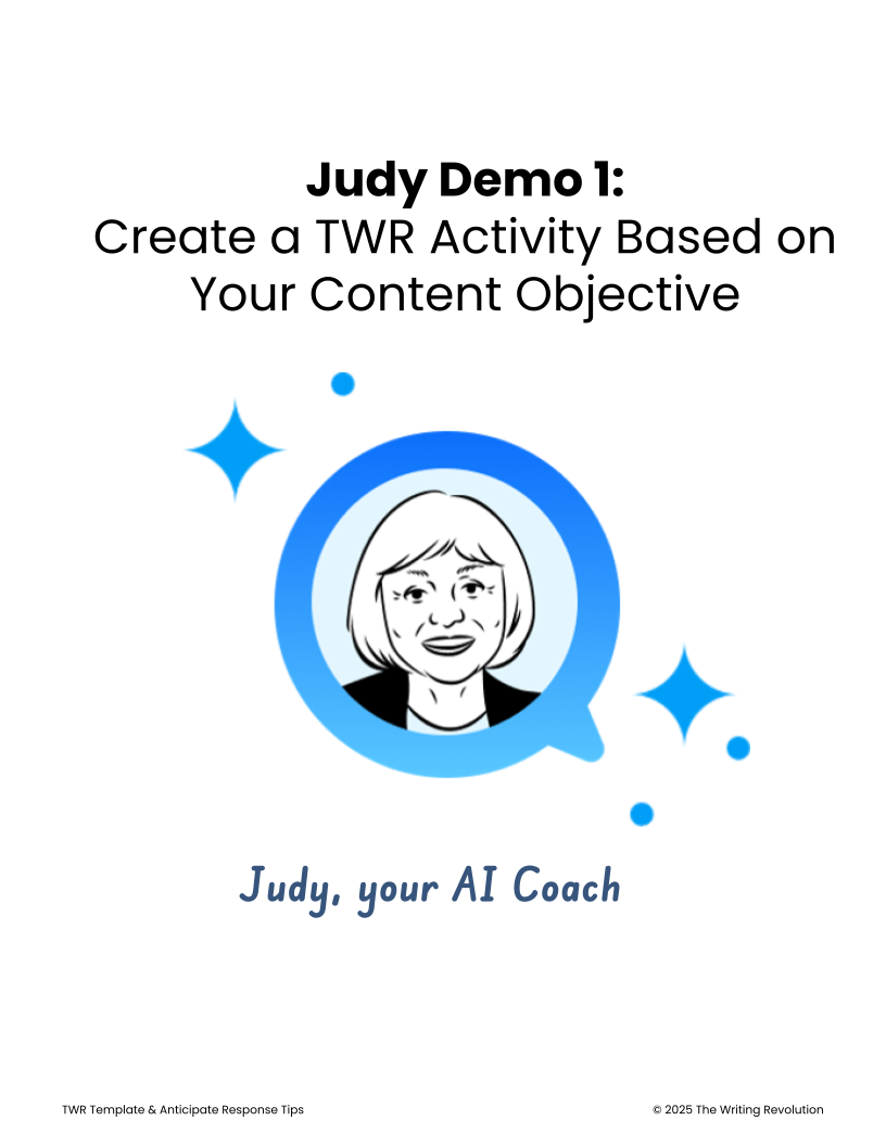 Judy Demo 1: Create a TWR Activity Based on Your Content Objective